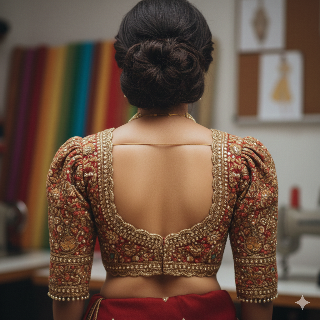 Embroidered Blouse Stitching Kundapura - Designer embroided blouse